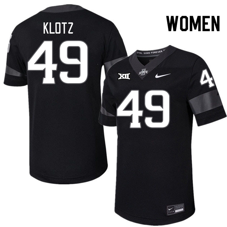 Women #49 Stevo Klotz Iowa State Cyclones College Football Jerseys Stitched-Black